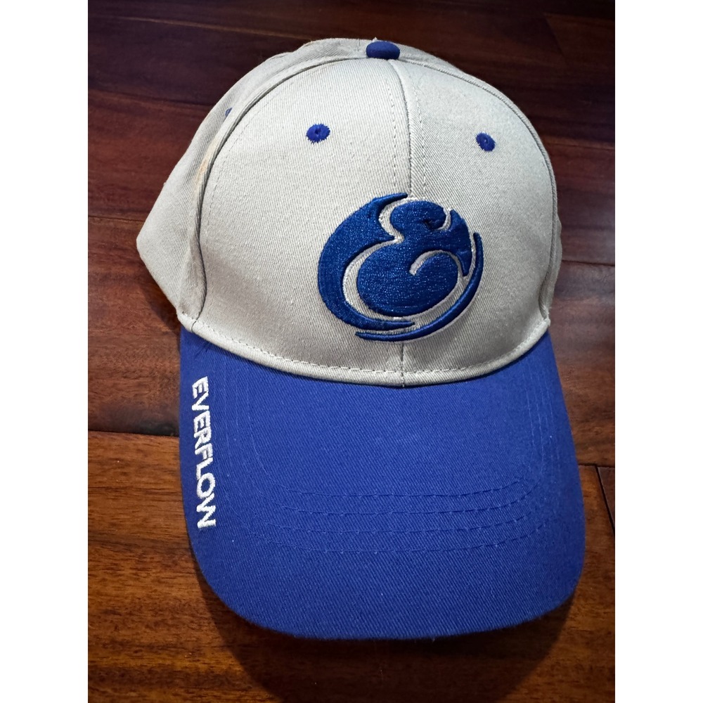 Everflow Baseball Cap Men OS Grey Blue Excellent Embroidered Logo Strapback Hat